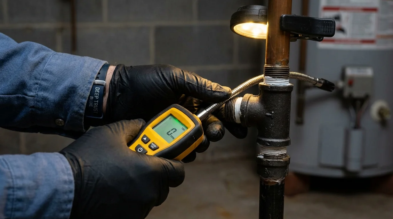 Gas leak detection with electronic sniffer by Johns Plumbing LLC in Monterey Park